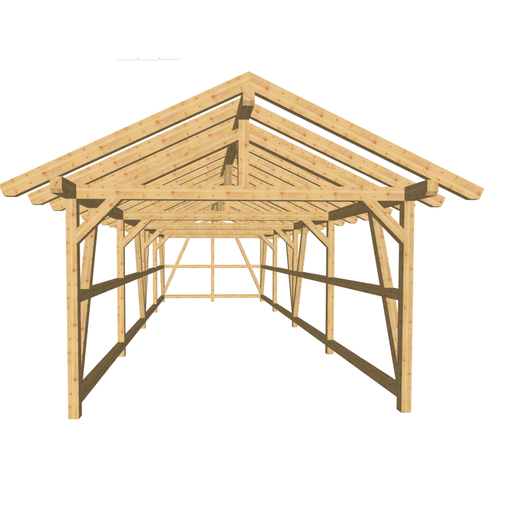 Bauplan Doppelcarport Satteldach 30 3D-Frontansicht