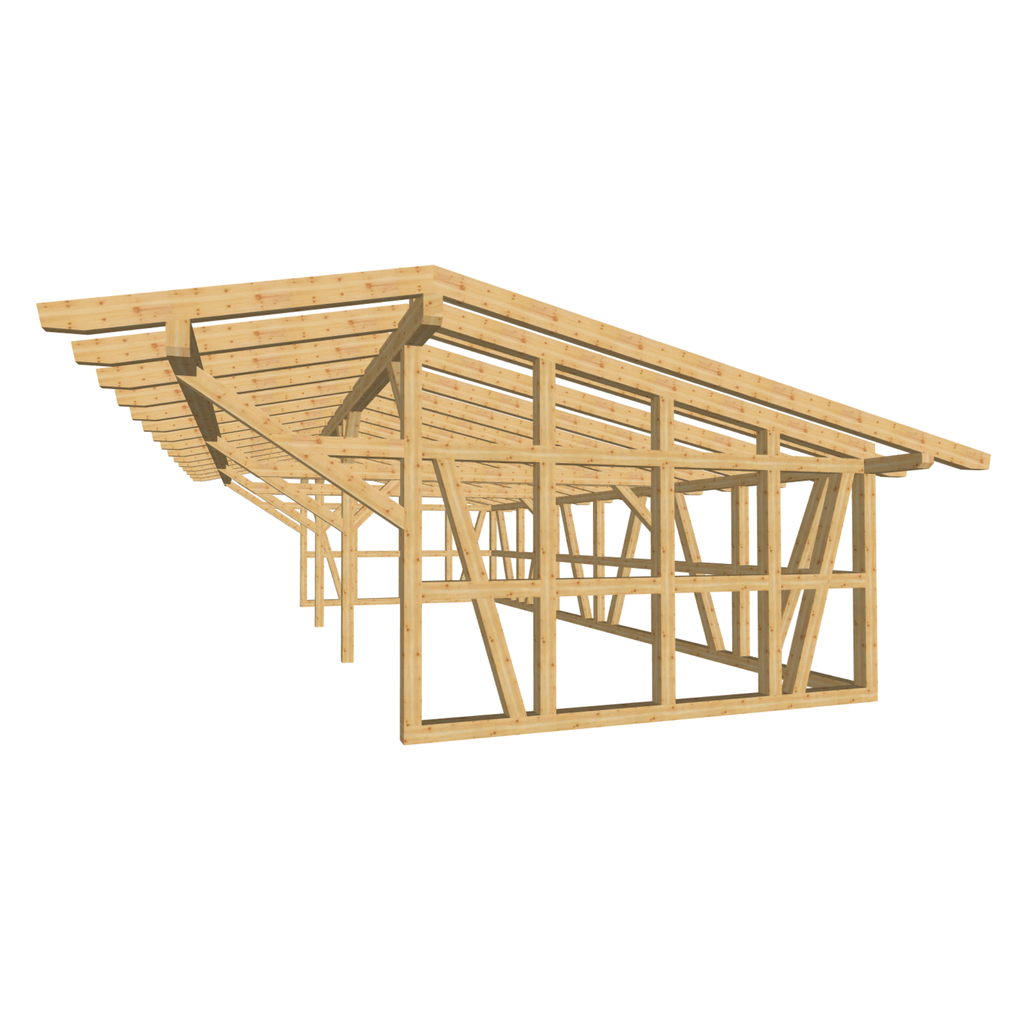 Bauplan Doppelcarport Satteldach 31 3D-Frontansicht