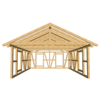 Bauplan Doppelcarport Satteldach 32 3D-Frontansicht