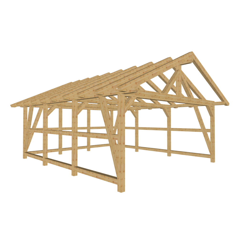 Bauplan Doppelcarport Satteldach 4 3D-Ansicht schräg von vorn