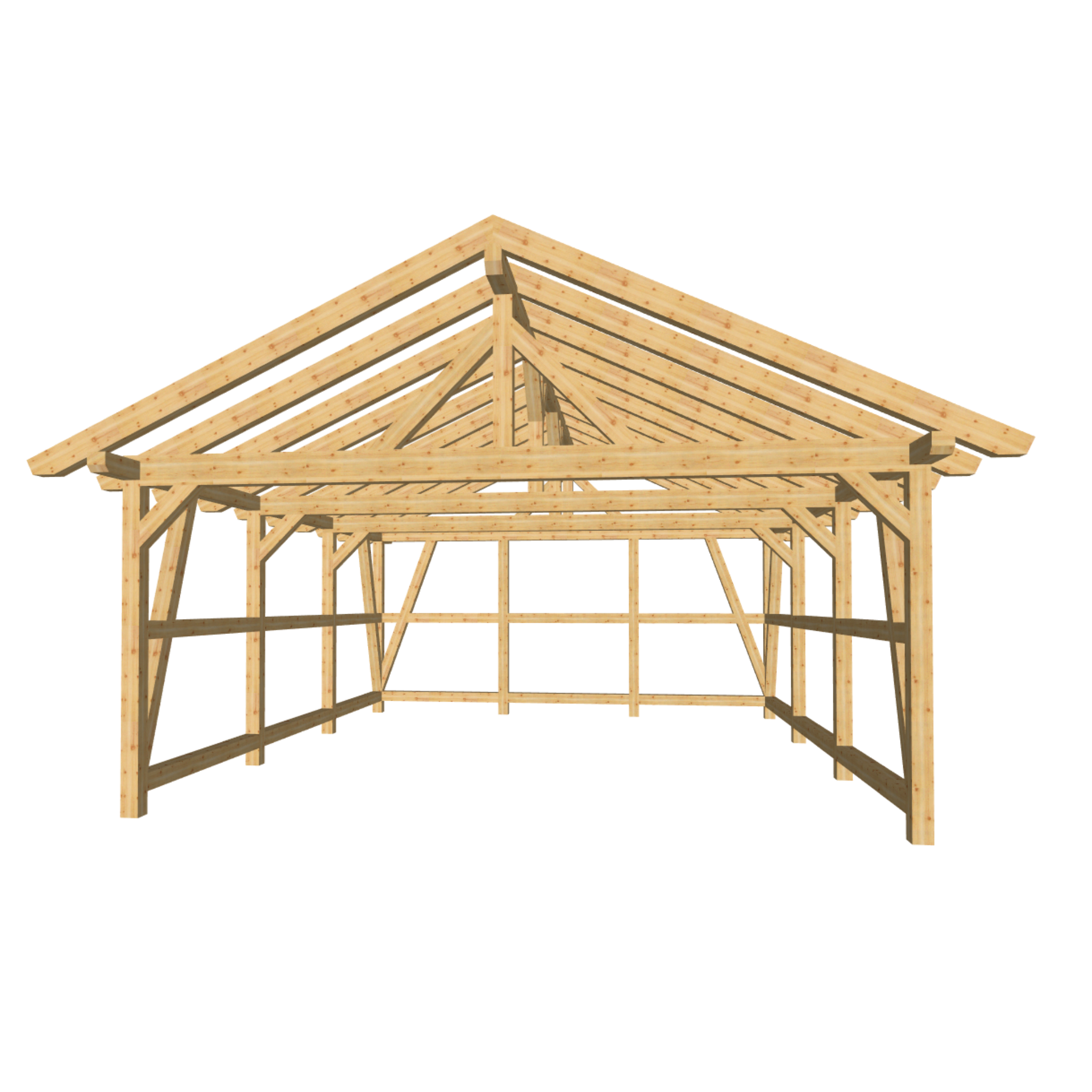 Bauplan Doppelcarport Satteldach 4 3D-Frontansicht