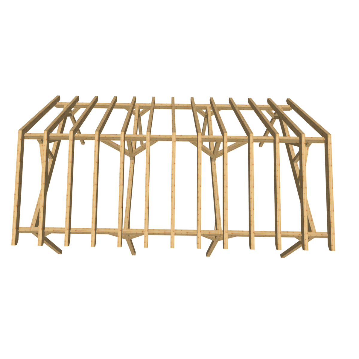 Bauplan Doppelcarport Satteldach 5 3D-Draufsicht