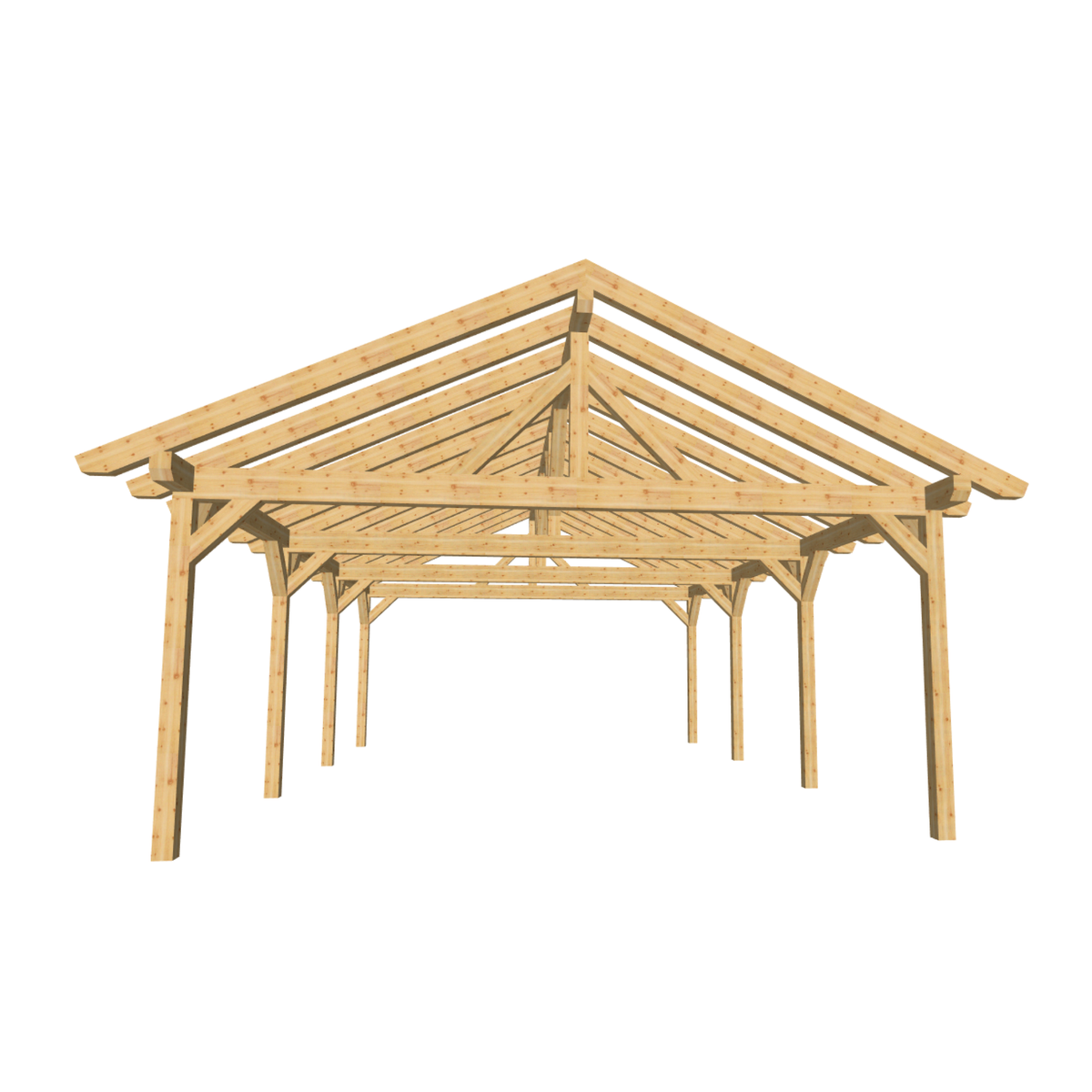 Bauplan Doppelcarport Satteldach 5 3D-Frontansicht