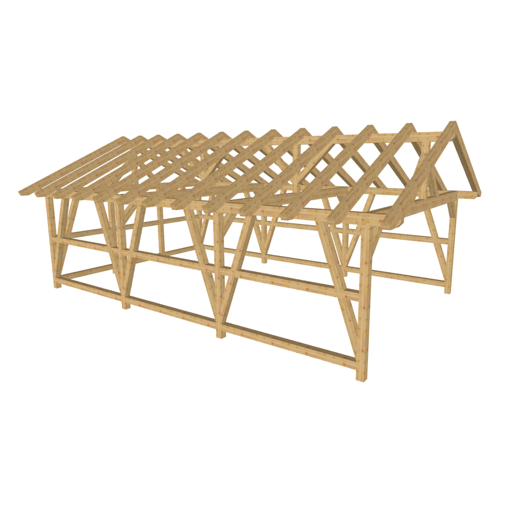 Bauplan Doppelcarport Satteldach 6 3D-Ansicht schräg von vorn
