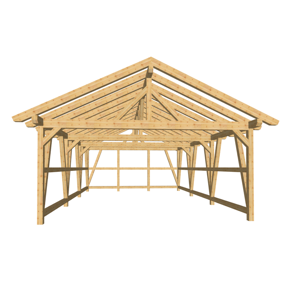 Bauplan Doppelcarport Satteldach 6 3D-Frontansicht