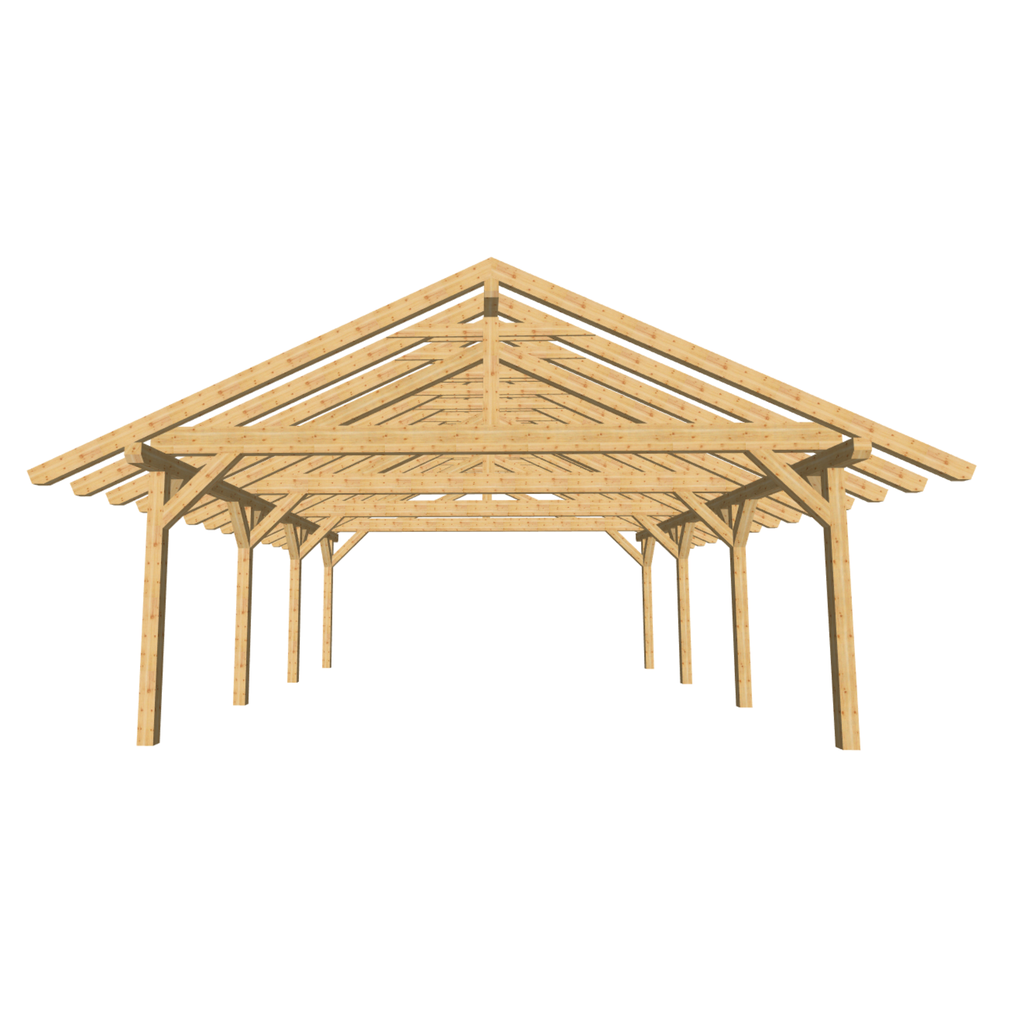 Bauplan Doppelcarport Satteldach 7 3D-Frontansicht