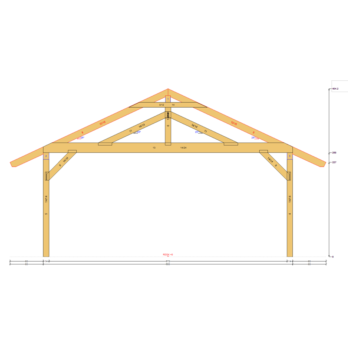 Bauplan Doppelcarport Satteldach 7 Querschnitt mit Bemaßung