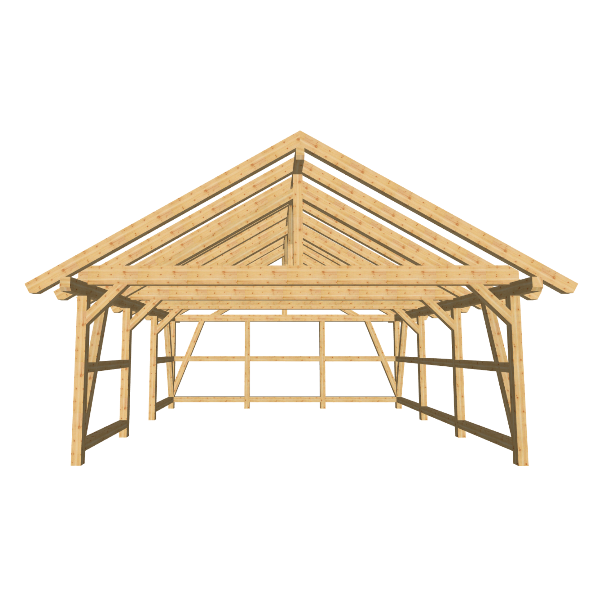 Bauplan Doppelcarport Satteldach 8 3D-Frontansicht