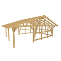 Bauplan Doppelcarport Satteldach 9 3D-Ansicht schräg von vorn