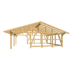 Bauplan Doppelcarport Satteldach 9 3D-Frontansicht