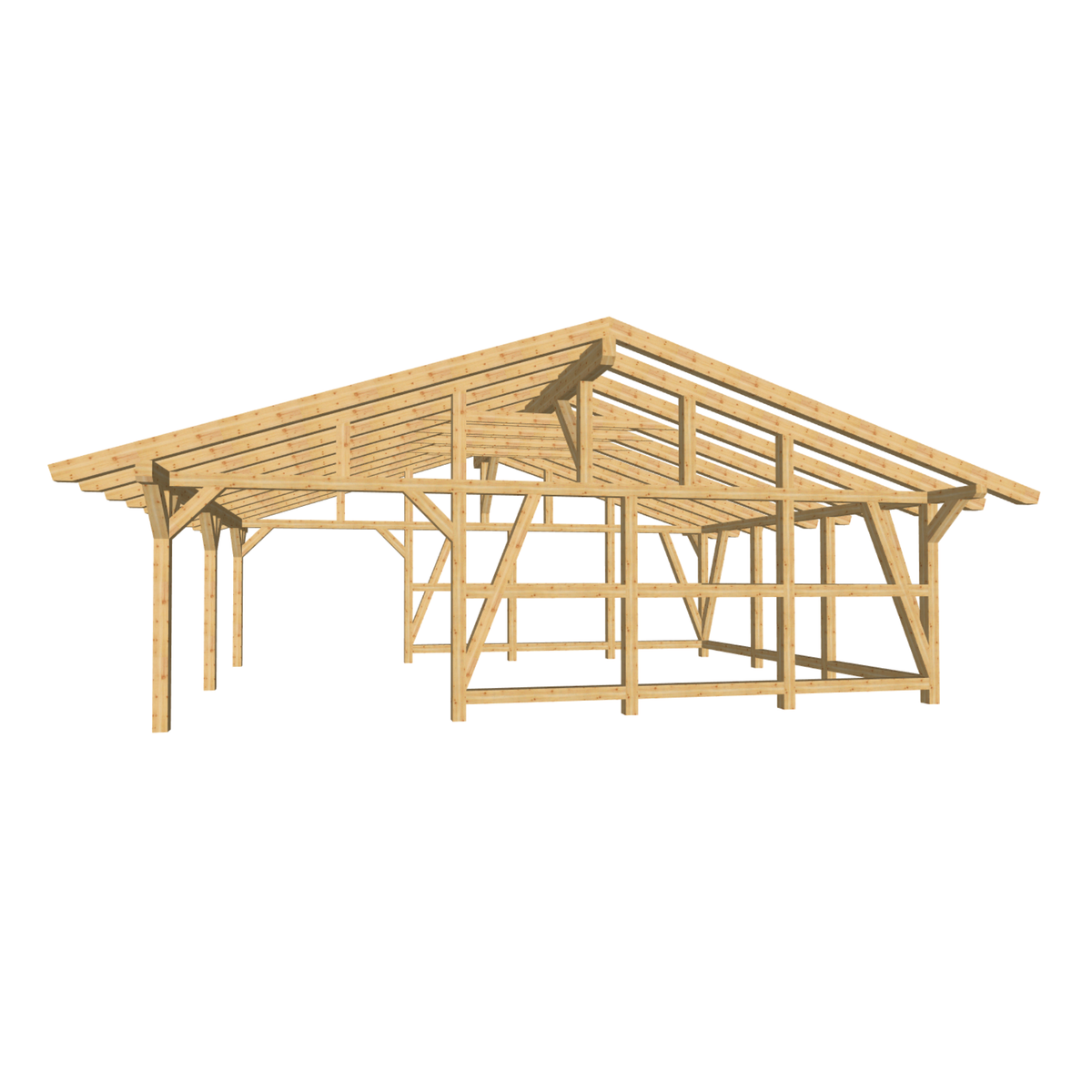 Bauplan Doppelcarport Satteldach 9 3D-Frontansicht