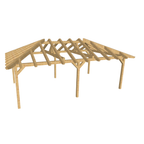 Bauplan Doppel-Carport-Walmdach 1  3D-Ansicht schräg von vorn
