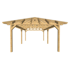 Bauplan Doppel-Carport-Walmdach 1 3D-Frontansicht