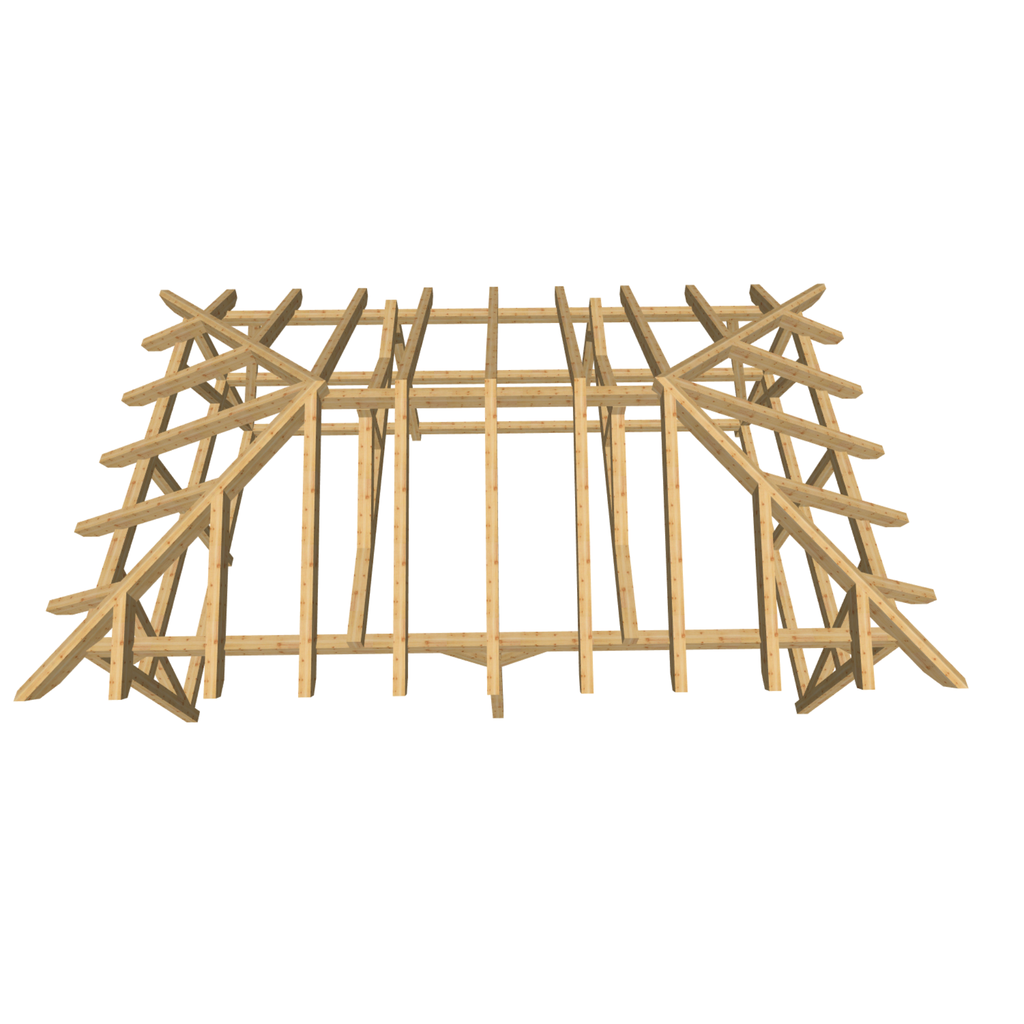 Bauplan Doppel-Carport-Walmdach 2 3D-Draufsicht