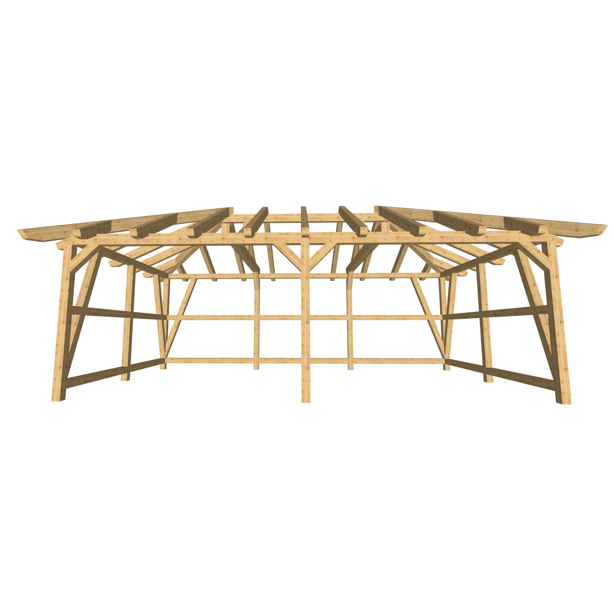 Bauplan Doppel-Carport-Walmdach 2 3D-Frontansicht