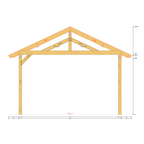 Bauplan Doppel-Carport-Walmdach 2 Querschnitt mit Bemaßung