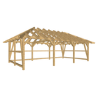 Bauplan Doppel-Carport-Walmdach 3  3D-Ansicht schräg von vorn