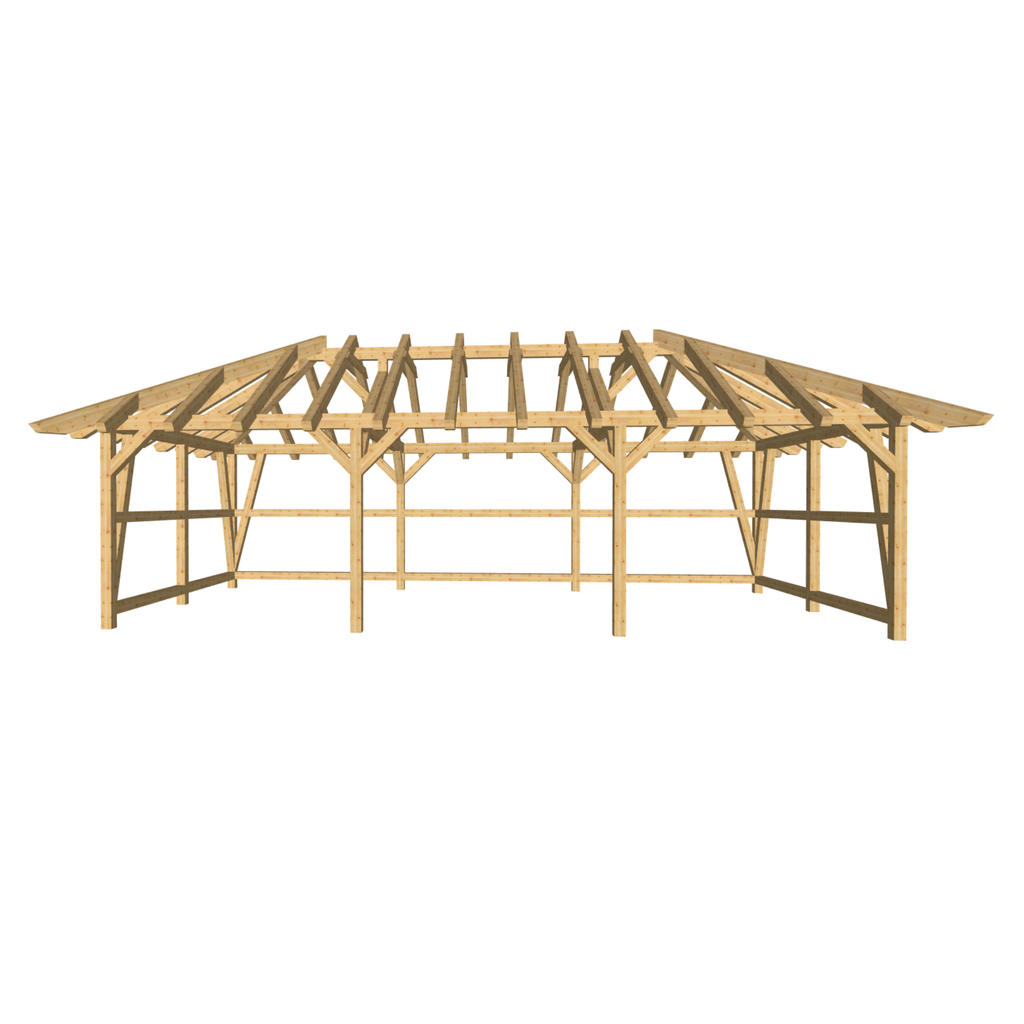 Bauplan Doppel-Carport-Walmdach 3 3D-Frontansicht
