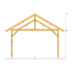 Bauplan Doppel-Carport-Walmdach 3 Querschnitt mit Bemaßung