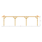 Bauplan Doppel-Carport-Walmdach 3 Seitenansicht mit Bemaßung