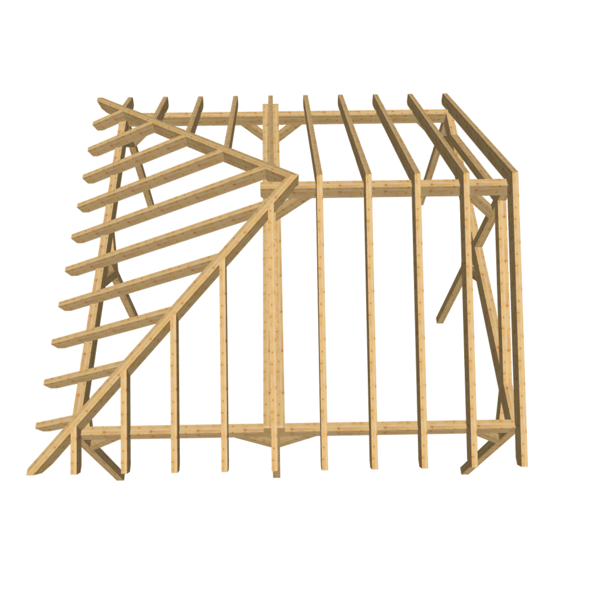 Bauplan Doppel-Carport-Walmdach 4 3D-Draufsicht