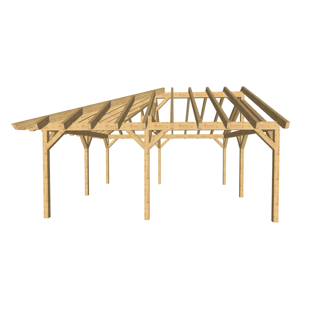 Bauplan Doppel-Carport-Walmdach 4 3D-Frontansicht