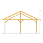 Bauplan Doppel-Carport-Walmdach 4 Querschnitt mit Bemaßung