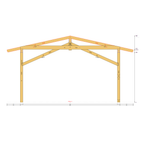 Bauplan Doppel-Carport-Walmdach 5 Querschnitt mit Bemaßung