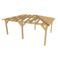 Bauplan Doppel-Carport-Walmdach 6  3D-Ansicht schräg von vorn