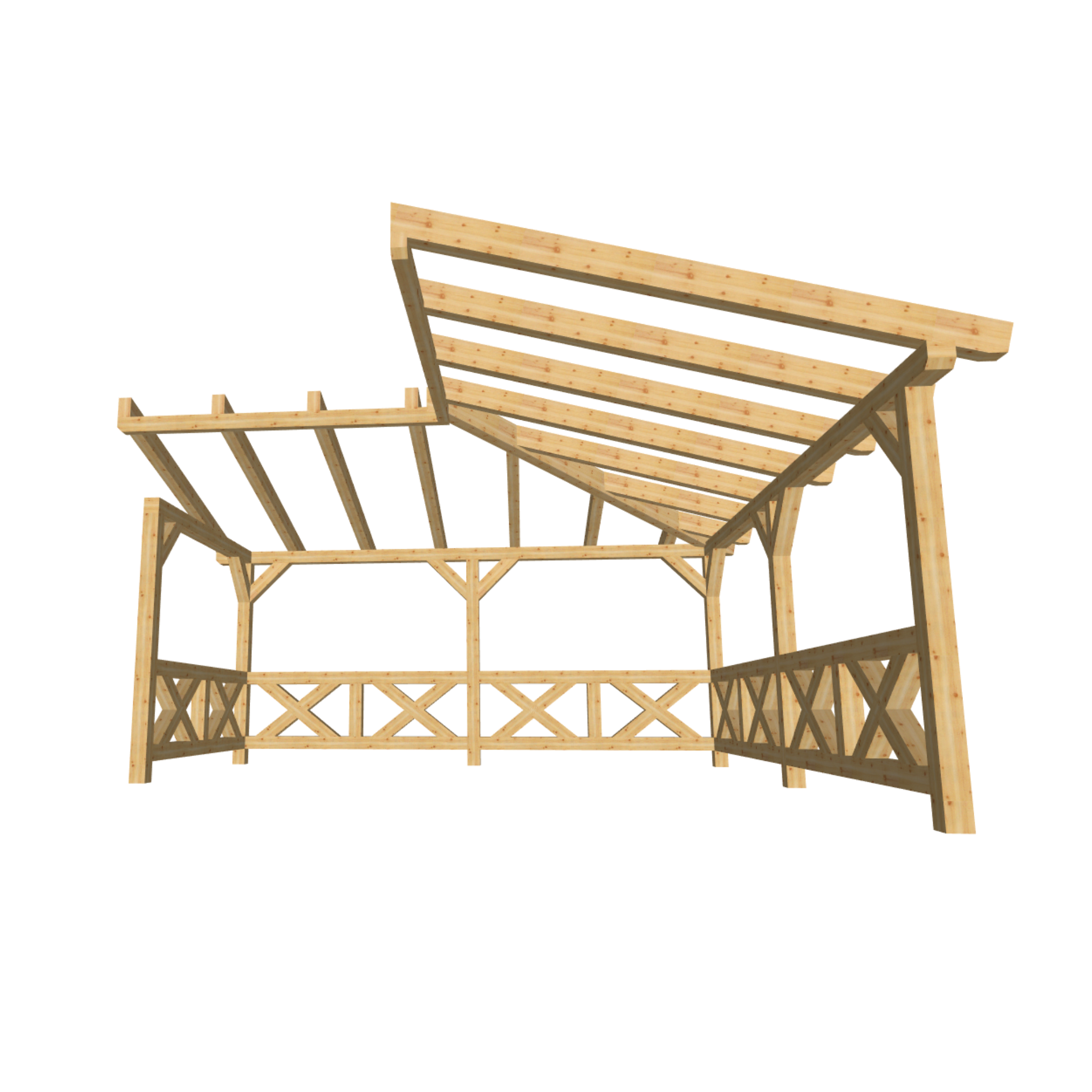 Bauplan Eck-Pergola 1 3D-Frontansicht