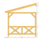 Bauplan Eck-Pergola 1 Seitenansicht mit Bemaßung