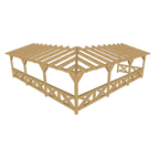 Bauplan Eck-Pergola 3 3D-Ansicht schräg von vorn