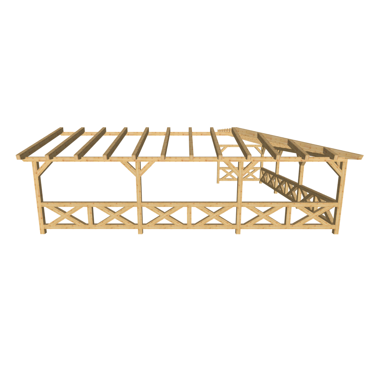 Bauplan Eck-Pergola 3 3D-Draufsicht