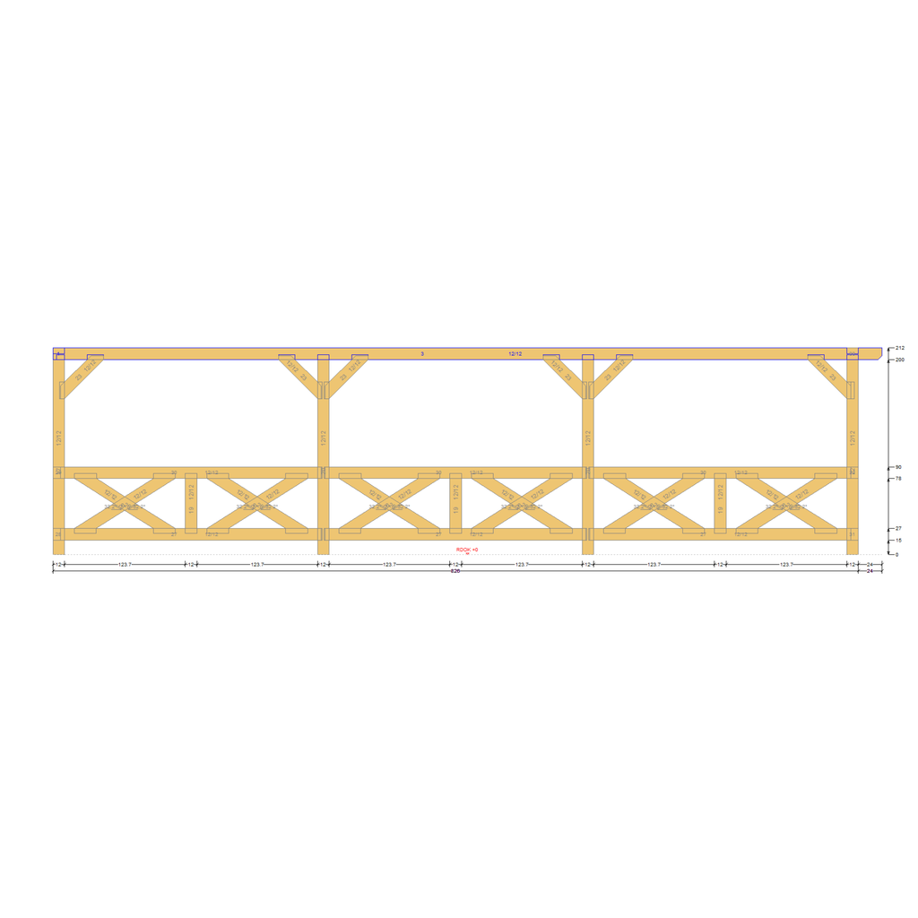 Bauplan Eck-Pergola 3 Querschnitt mit Bemaßung