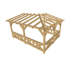 Bauplan Eck-Pergola 5 3D-Ansicht schräg von vorn