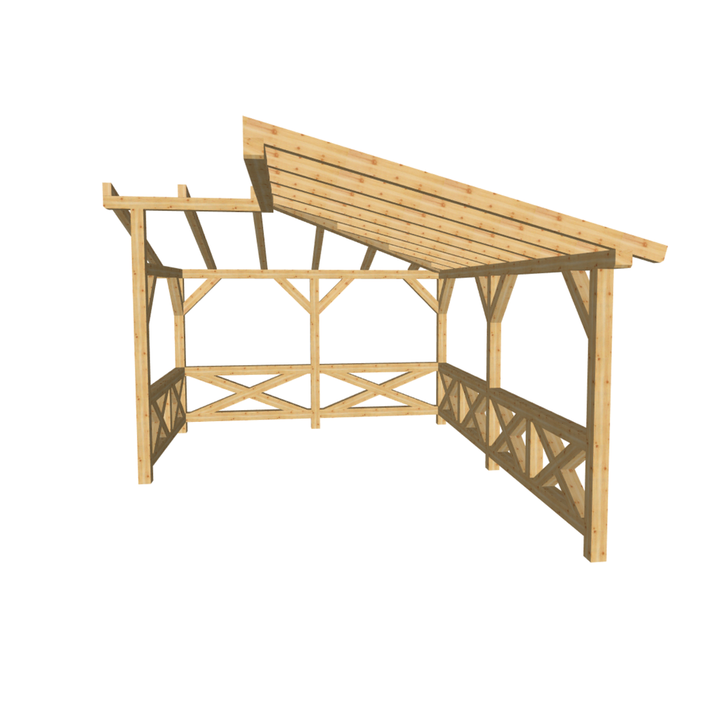 Bauplan Eck-Pergola 5 3D-Frontansicht