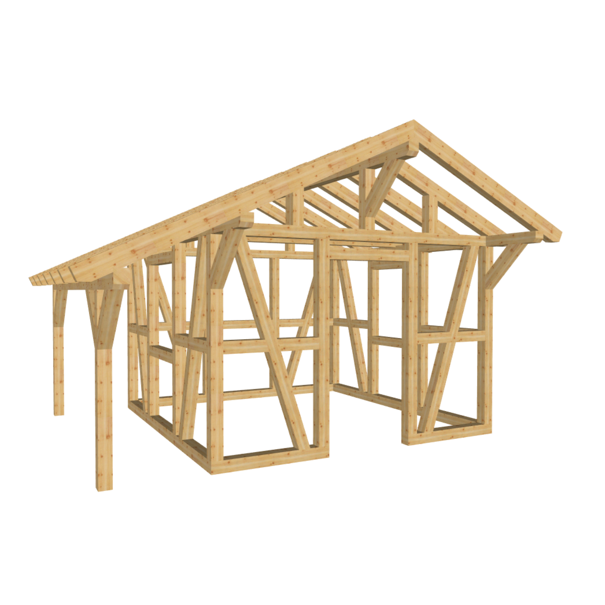 Bauplan Gartenhaus 1 3D-Ansicht schräg von vorn