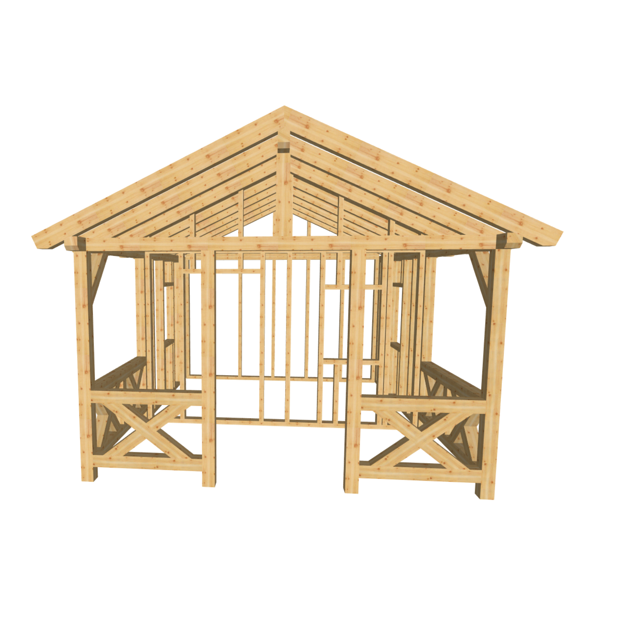 Bauplan Gartenhaus 10 3D-Frontansicht