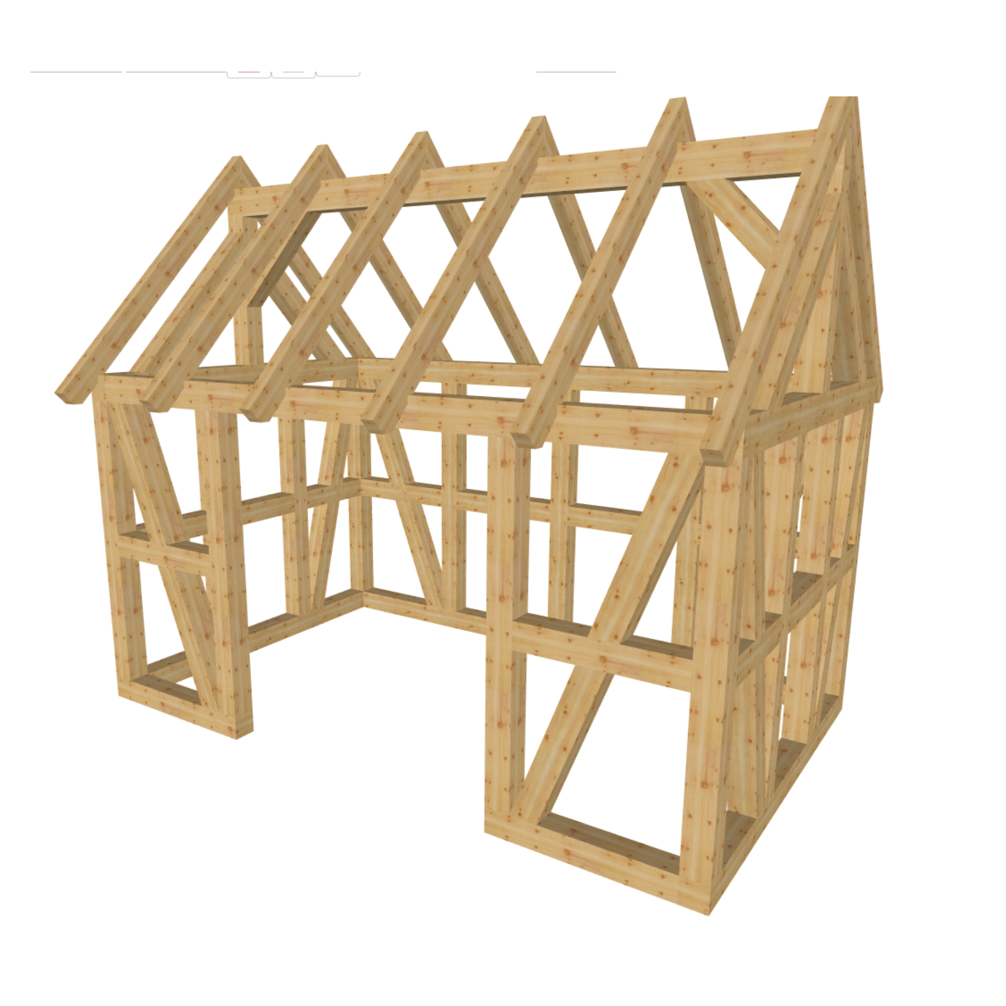Bauplan Gartenhaus 11 3D-Ansicht schräg von vorn