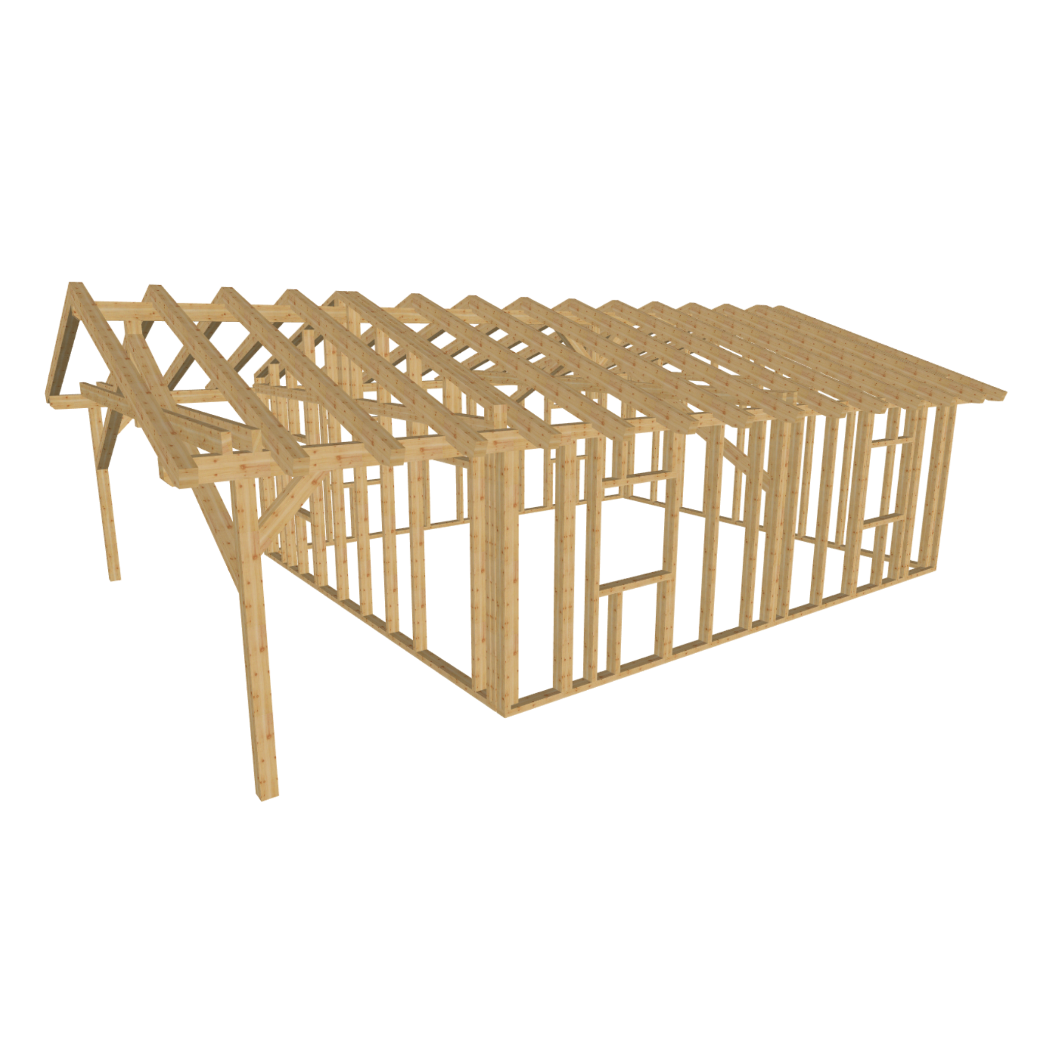 Bauplan Gartenhaus 13 3D-Ansicht schräg von vorn