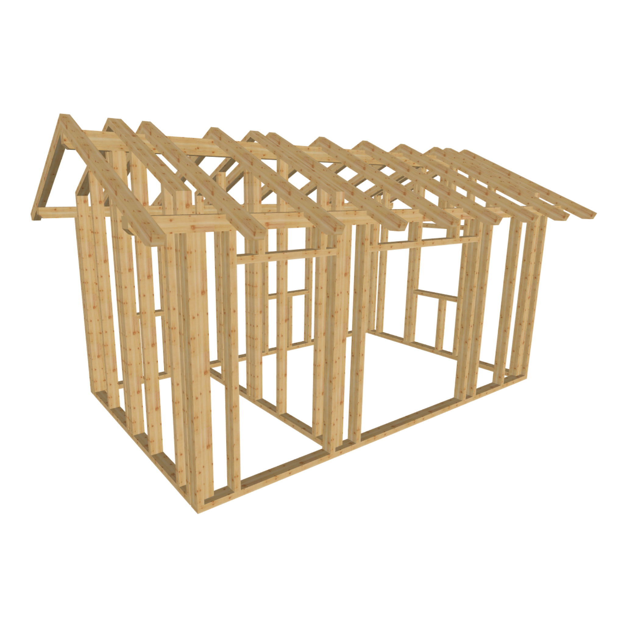 Bauplan Gartenhaus 14 3D-Ansicht schräg von vorn
