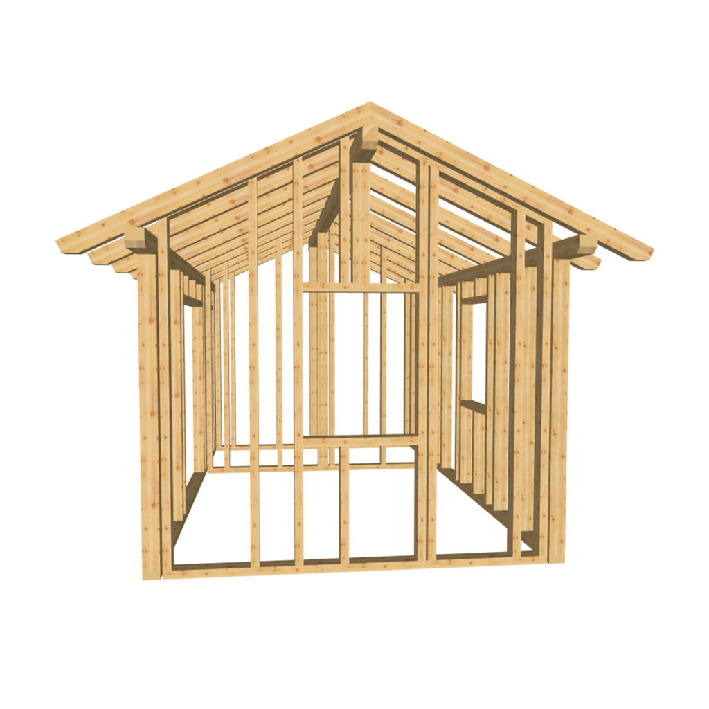 Bauplan Gartenhaus 14 3D-Frontansicht