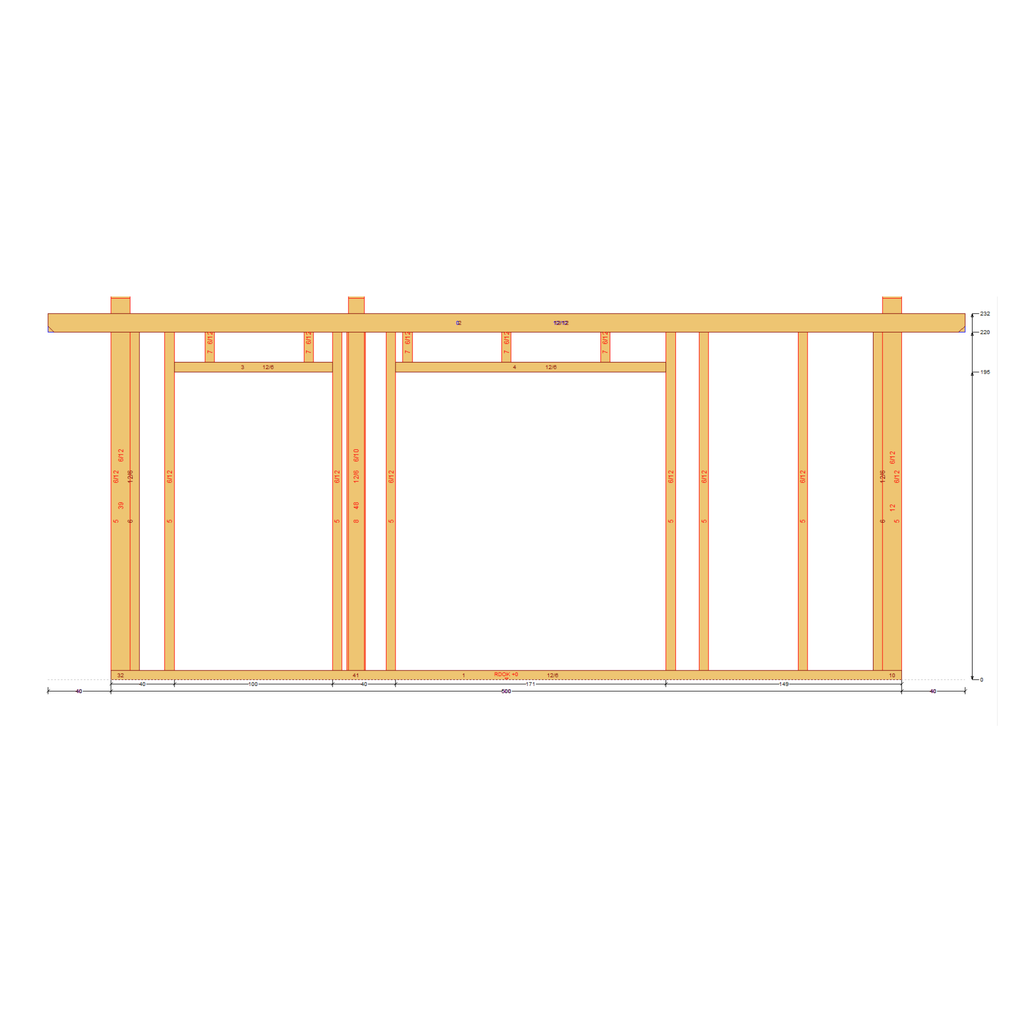 Bauplan Gartenhaus 14 Seitenansicht mit Bemaßung