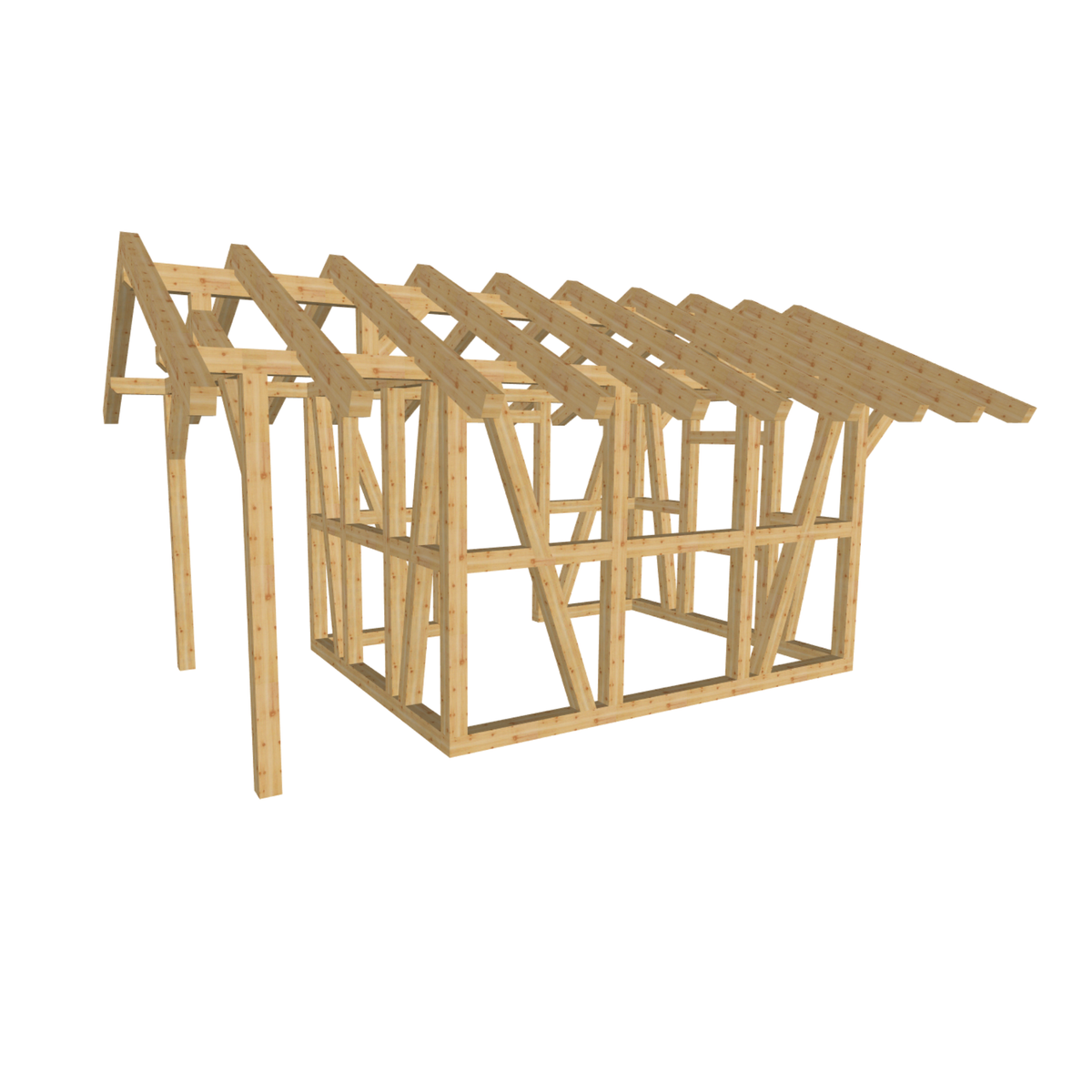 Bauplan Gartenhaus 15 3D-Ansicht schräg von vorn