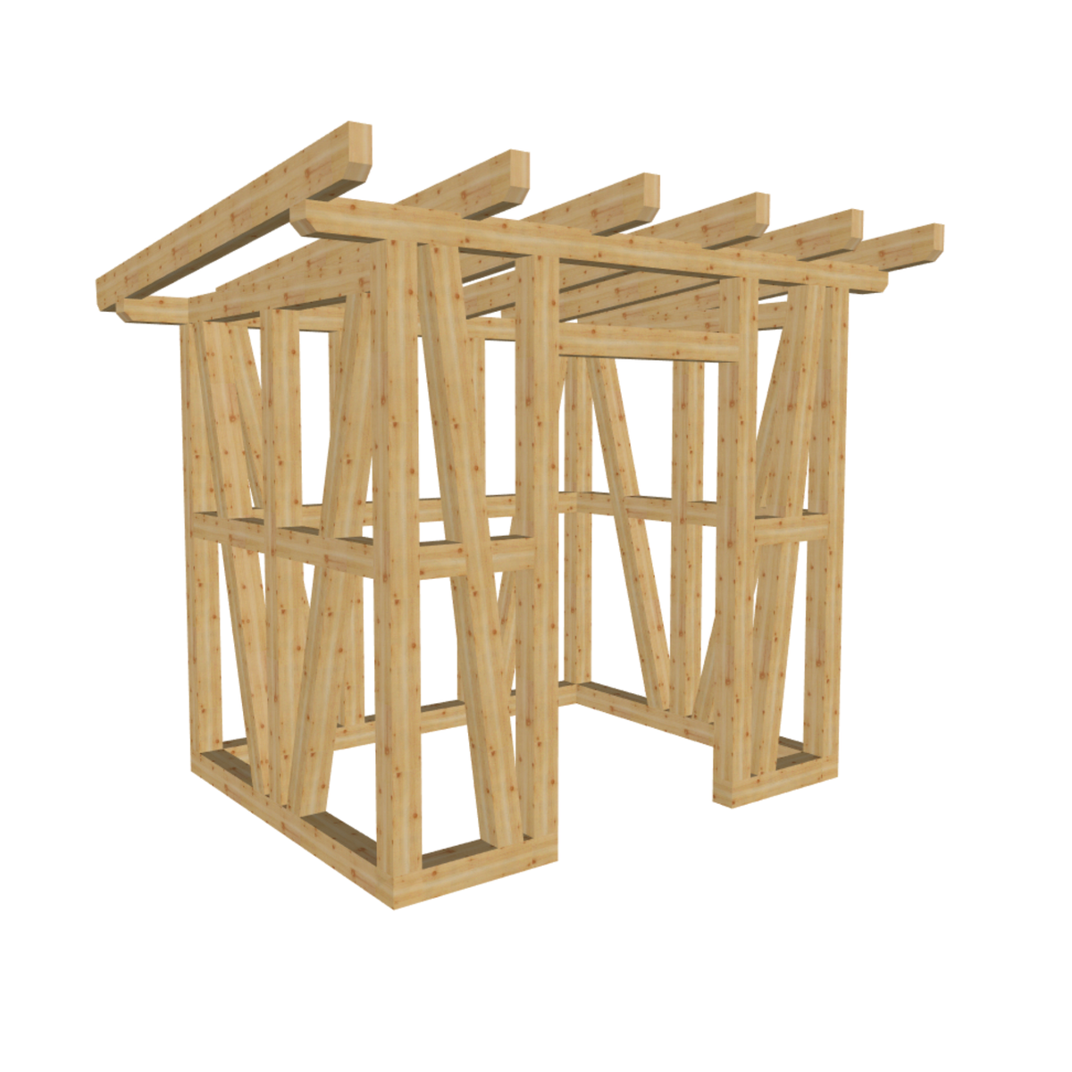 Bauplan Gartenhaus 16 3D-Ansicht schräg von vorn
