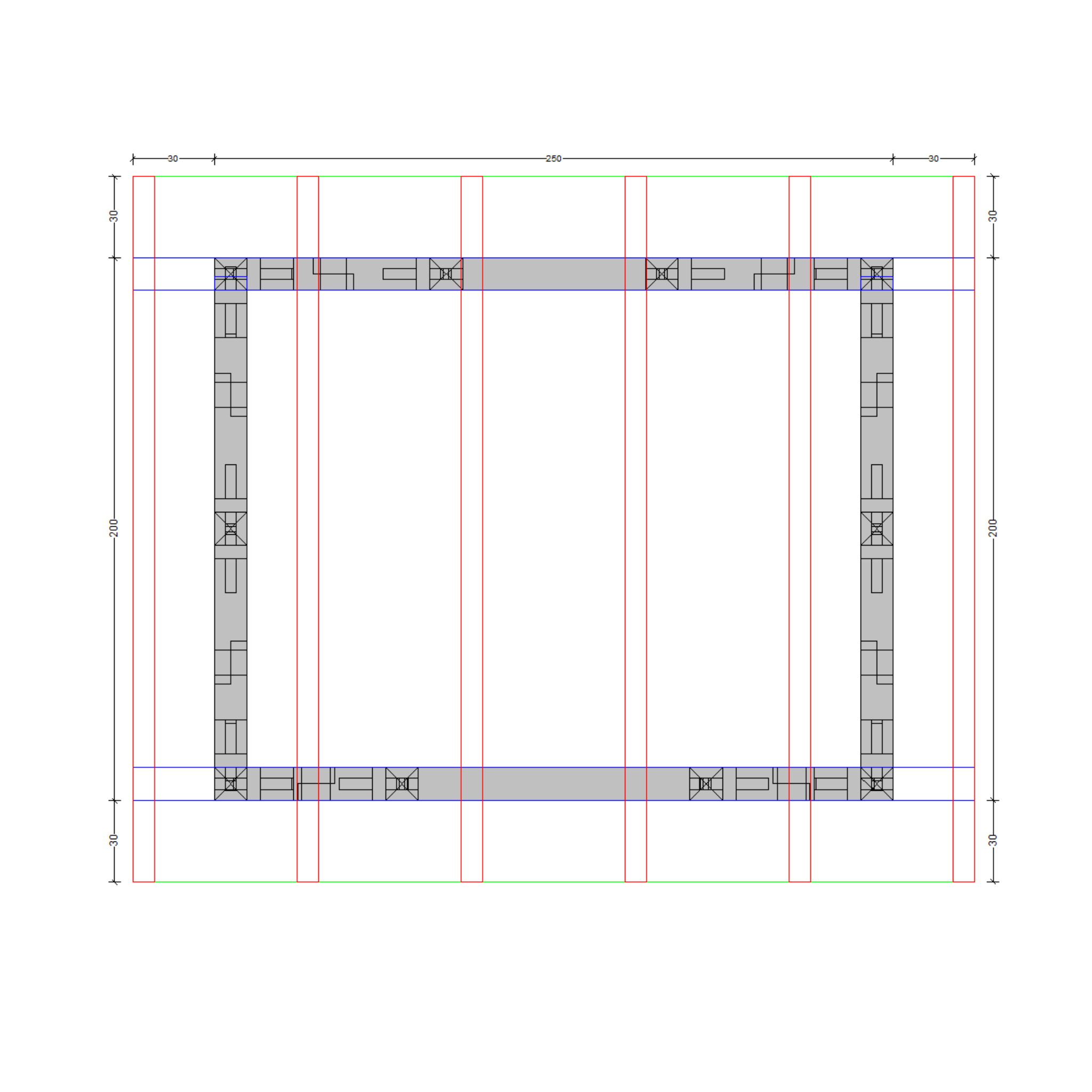 Bauplan Gartenhaus 16 Draufsicht mit Bemaßung