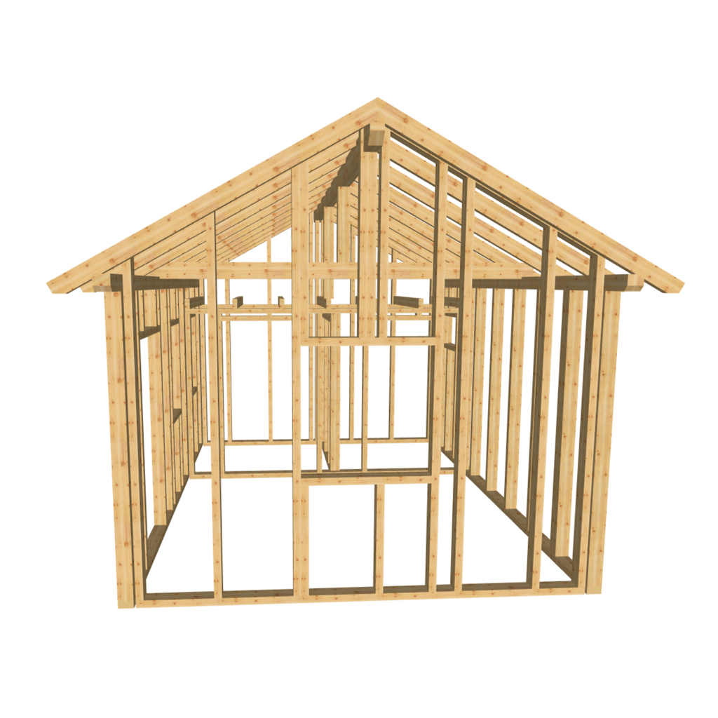 Bauplan Gartenhaus 18 3D-Frontansicht