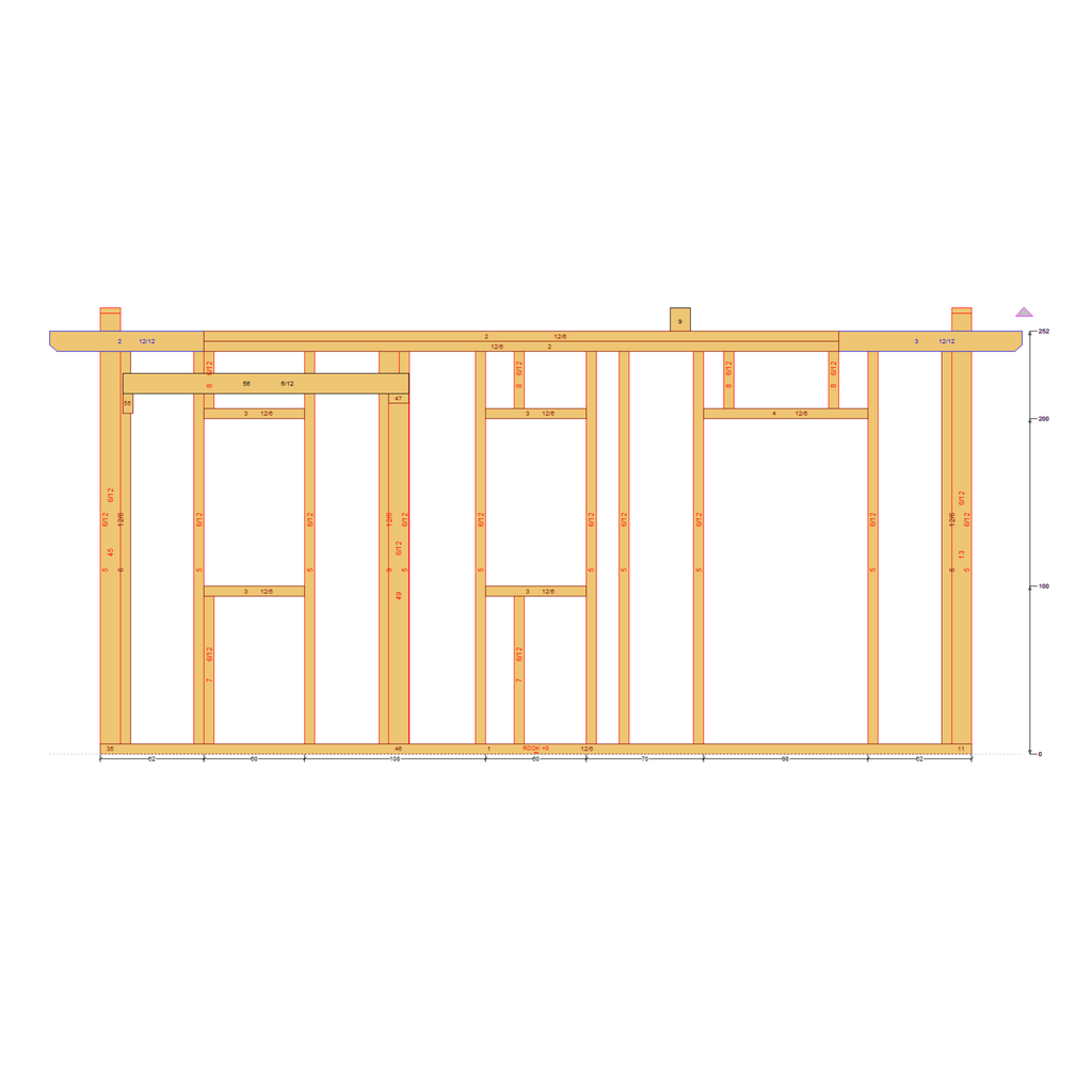 Bauplan Gartenhaus 18 Seitenansicht mit Bemaßung