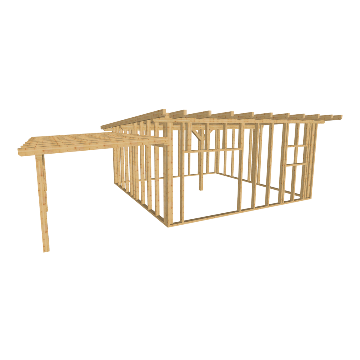 Bauplan Gartenhaus 19 3D-Ansicht schräg von vorn