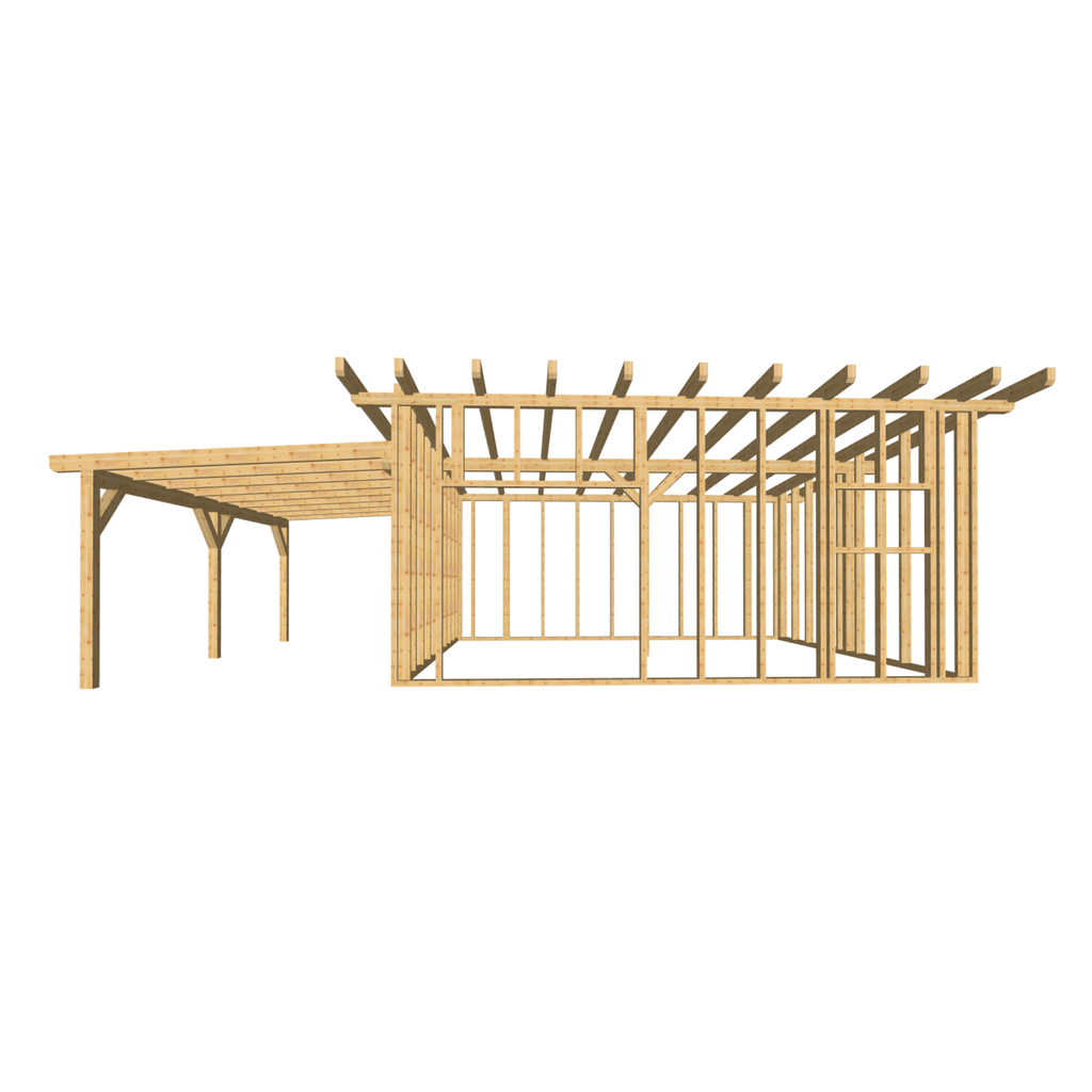 Bauplan Gartenhaus 19 3D-Frontansicht